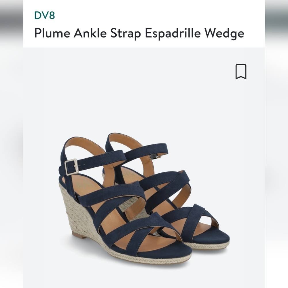 Navy strappy espadrille wedges size 6